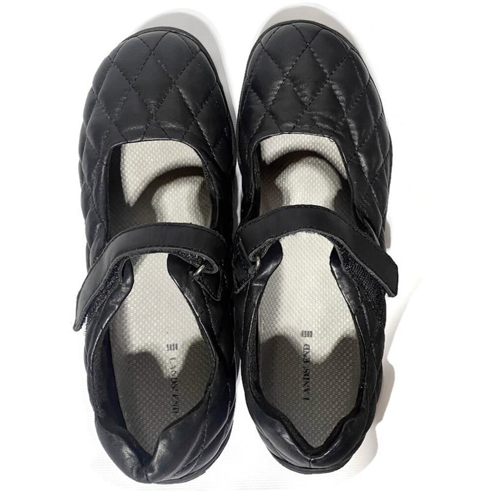 Lands' End Women's Mary Jane Shoes Size 6 Black Leather Quilted Strap Buckle - Picture 7 of 8